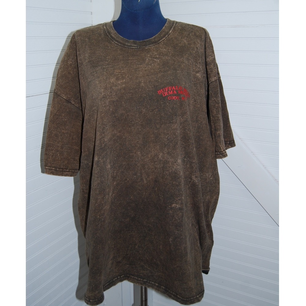 POW MIA Biker t-shirt Mens 2XL Buffalo Bill's Irma‎ Hotel Neutral Acid-wash